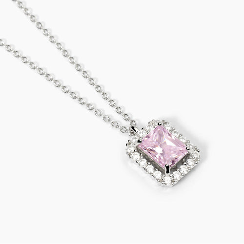 Collana punto luce square ROSA argento