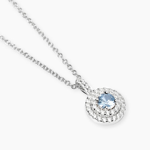 Collana punto luce ACQUAMARINA tondo argento