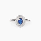 Anello BLUE zaffiro tondo argento