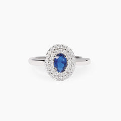 Anello BLUE zaffiro tondo argento