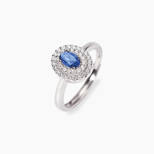 Anello BLUE zaffiro tondo argento