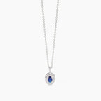 Collana punto luce BLU zaffiro tondo argento
