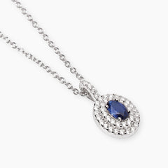 Collana punto luce BLU zaffiro tondo argento