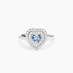 Anello cuore ACQUAMARINA doppio giro argento