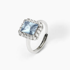 Anello square ACQUAMARINA argento