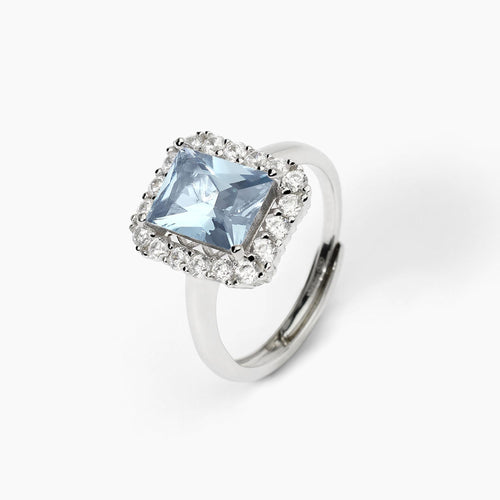 Anello square ACQUAMARINA argento