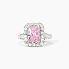 Anello square ROSA argento