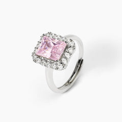 Anello square ROSA argento