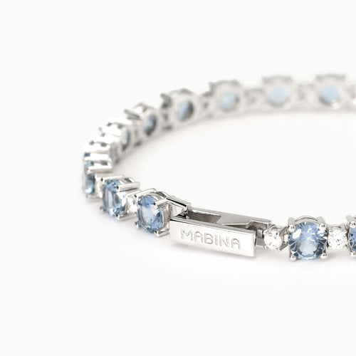 Bracciale tennis ACQUAMARINA argento