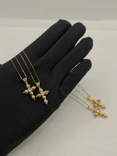 Collana croce MILLELUCI con pietra centrale small oro