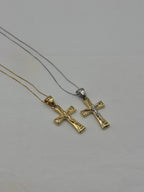 Collana croce scatolata con Cristo oro