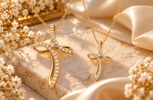 Collana croce farfalla oro e diamanti