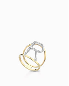 Anello iniziale oro 9ct e diamanti