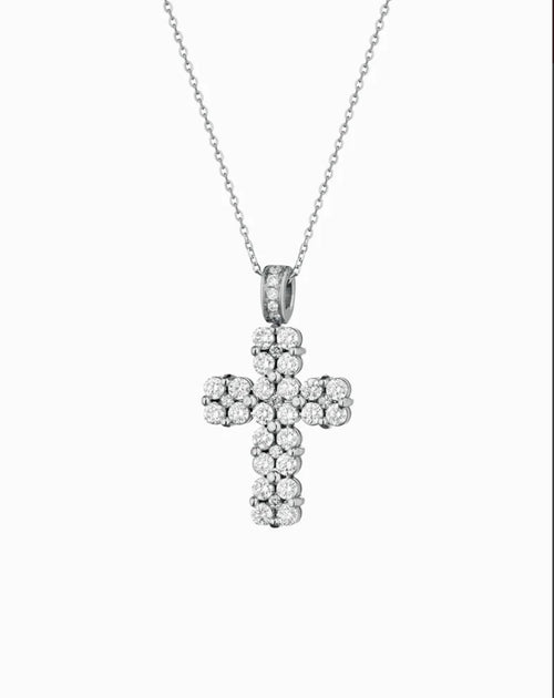 Collana croce quadrata BIG oro e diamanti