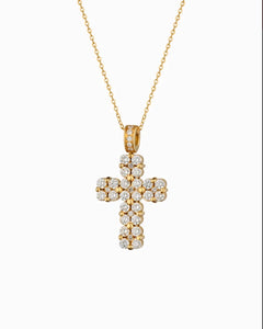 Collana croce quadrata BIG oro e diamanti