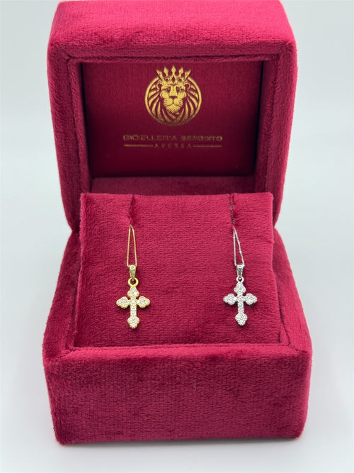 Collana con croce mini zirconata oro