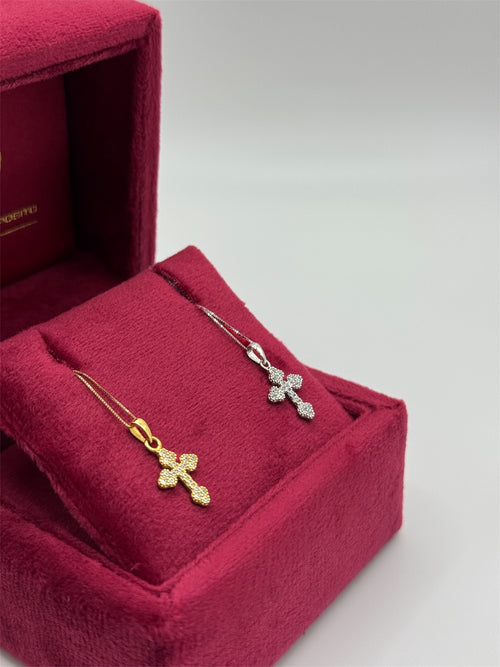 Collana con croce mini zirconata oro