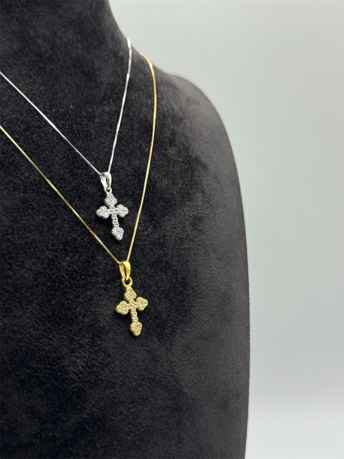 Collana con croce mini zirconata oro