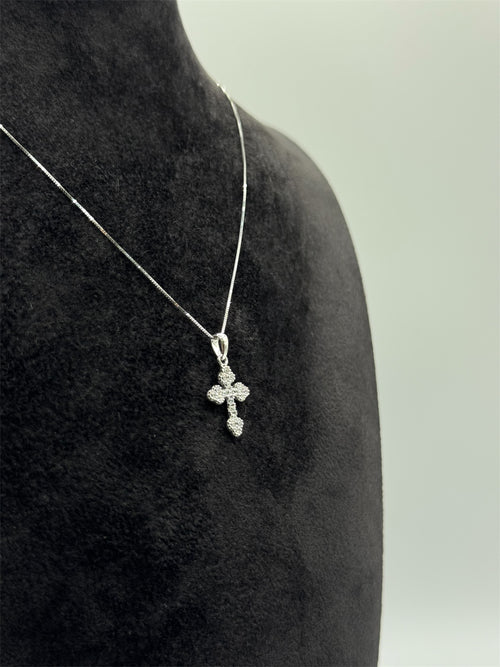 Collana con croce mini zirconata oro