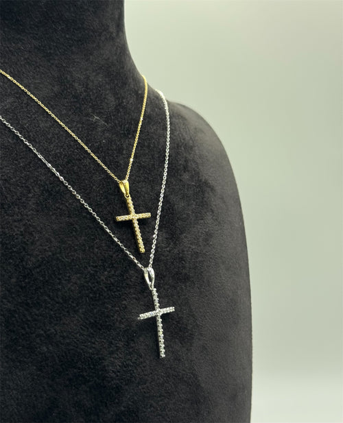 Collana con croce minimal zirconato oro