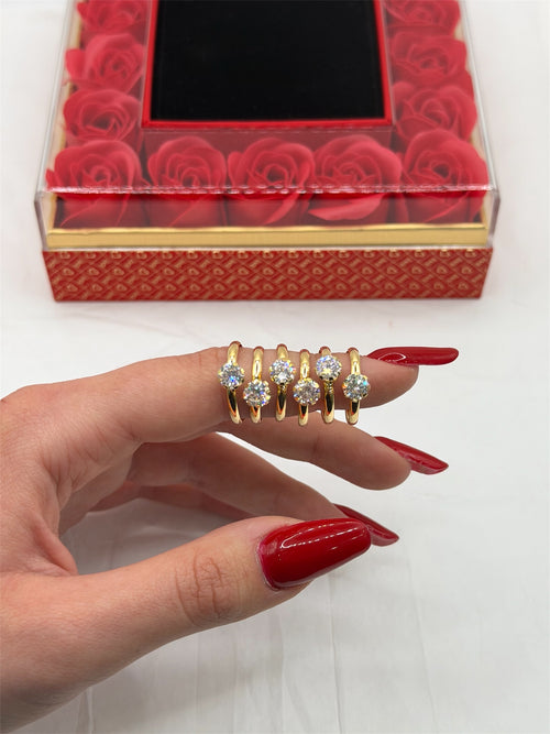 Anello solitario tondo oro + box rose🌹