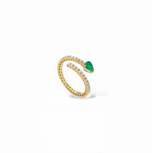 Anello snake oro smeraldo e diamanti