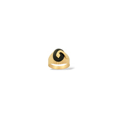 Anello a scudo ovale con serpente oro uomo