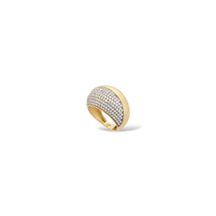 Anello bombato liscio-zirconato oro