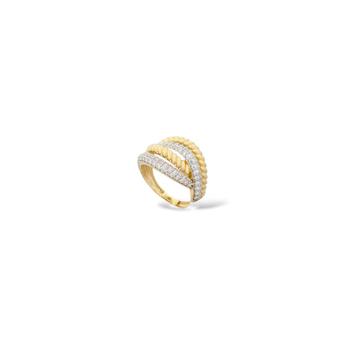 Anello fasce bicolore oro