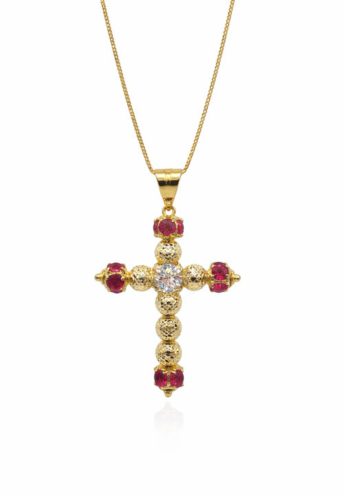 Collana croce MILLELUCI pietre colorate oro