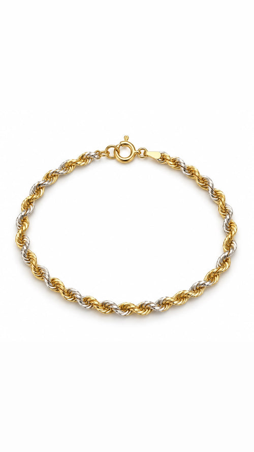 Bracciale torchon diamantato oro bicolore