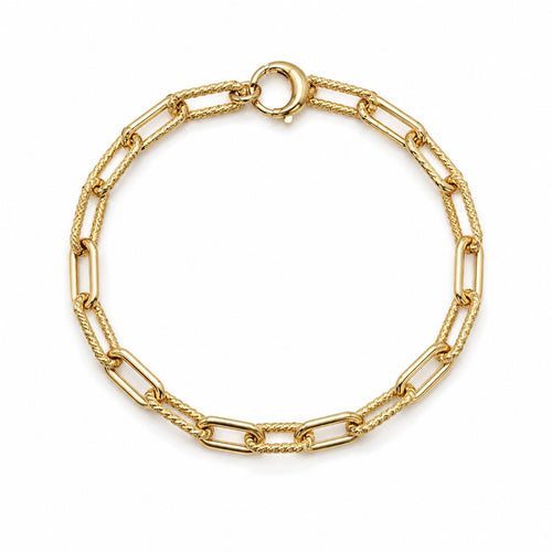 Bracciale catena lavorata-liscia oro