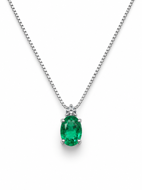 Collana oro 9ct e smeraldo verde