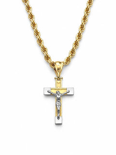 Collana croce Cristo bicolore