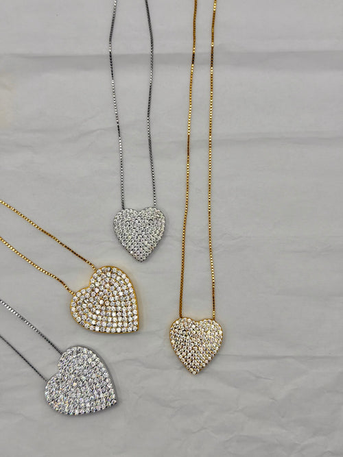 Collana BIG HEART zirconato argento