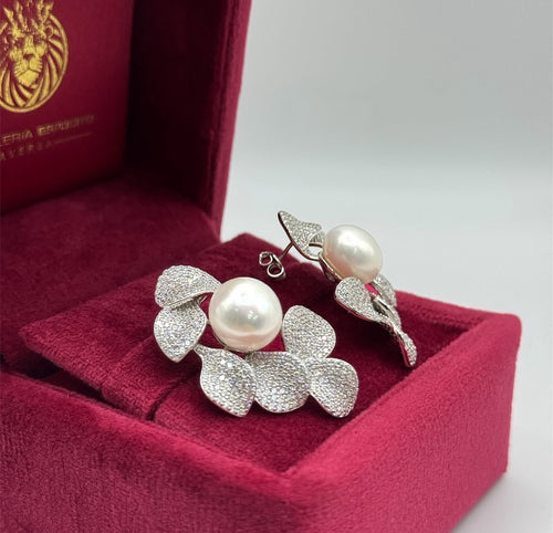 Orecchini ARGENTO foglia&perle 🍃