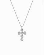 Collana croce punti luce tondi oro e diamanti