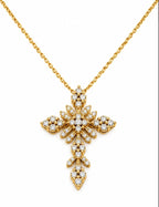 Collana croce fantasia BIG oro e diamanti