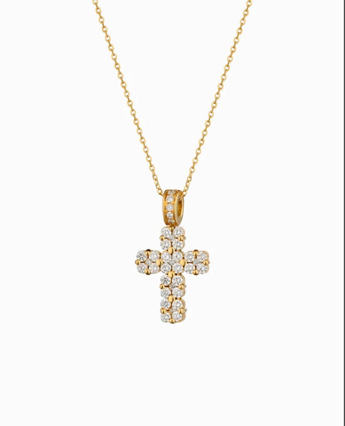 Collana croce quadrata SMALL oro e diamanti