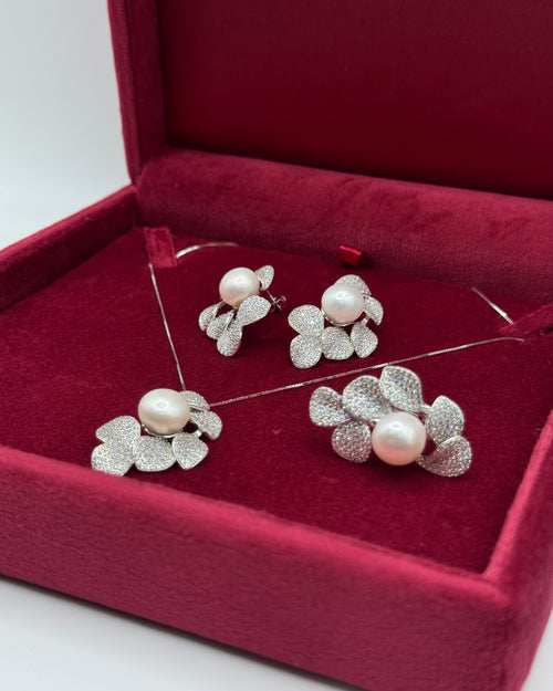 Pendente ARGENTO foglie&perla🍃