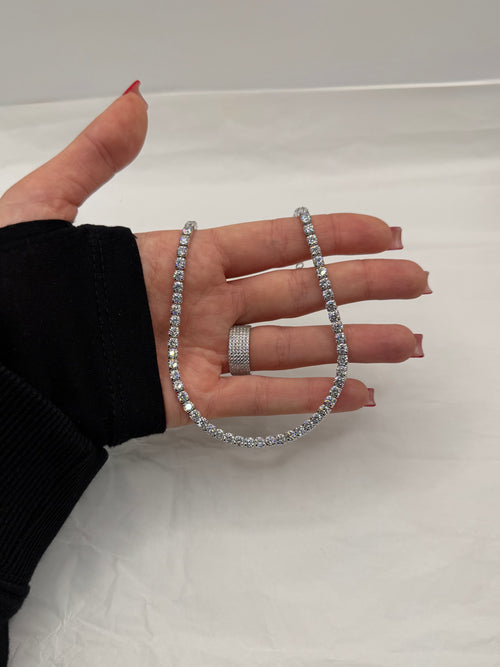 Collana choker TENNIS argento