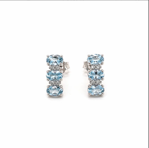 Orecchini oro 9ct acquamarina e diamanti