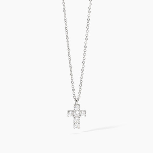 Croce argento mini bianca