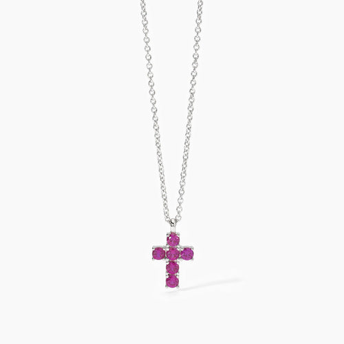 Croce argento mini rosa