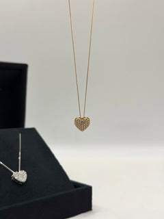Collana cuoricino pave’ oro