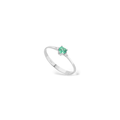 Anello cuoricino smeraldo e diamantini