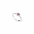 Anello cuore oro bianco e rubino