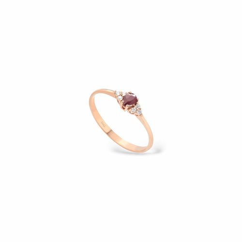 Anello oro rosa e rubino centrale