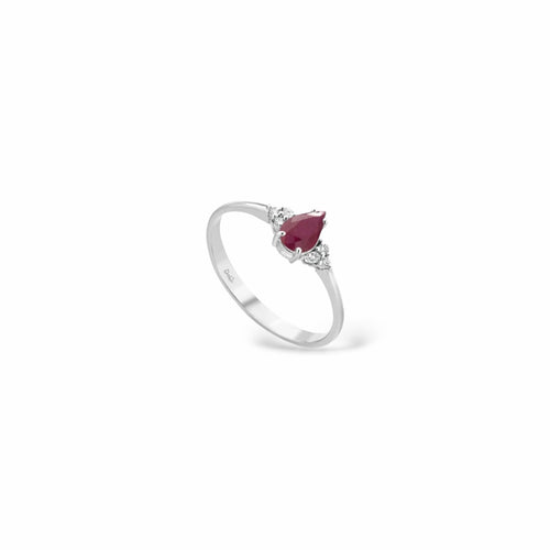 Anello a goccia oro bianco e rubino