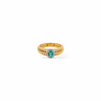 Anello tubogas fascia stretta oro e smeraldo centrale